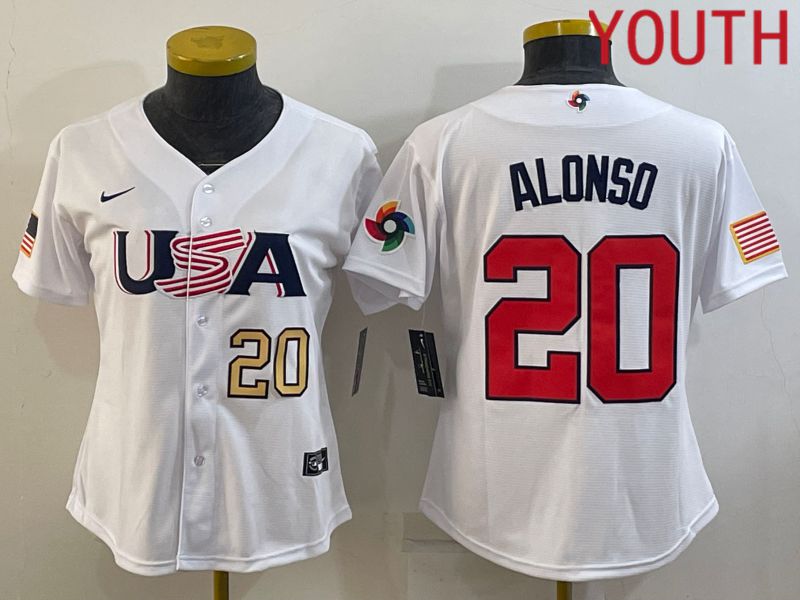 Youth 2023 World Cub USA #20 Alonso White MLB Jersey4->more jerseys->MLB Jersey